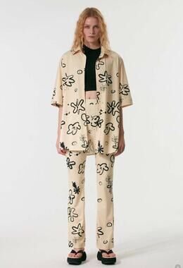 The Open Product Shirt OS Floral Oversized in Yellow Short Sleeve Artsy Street